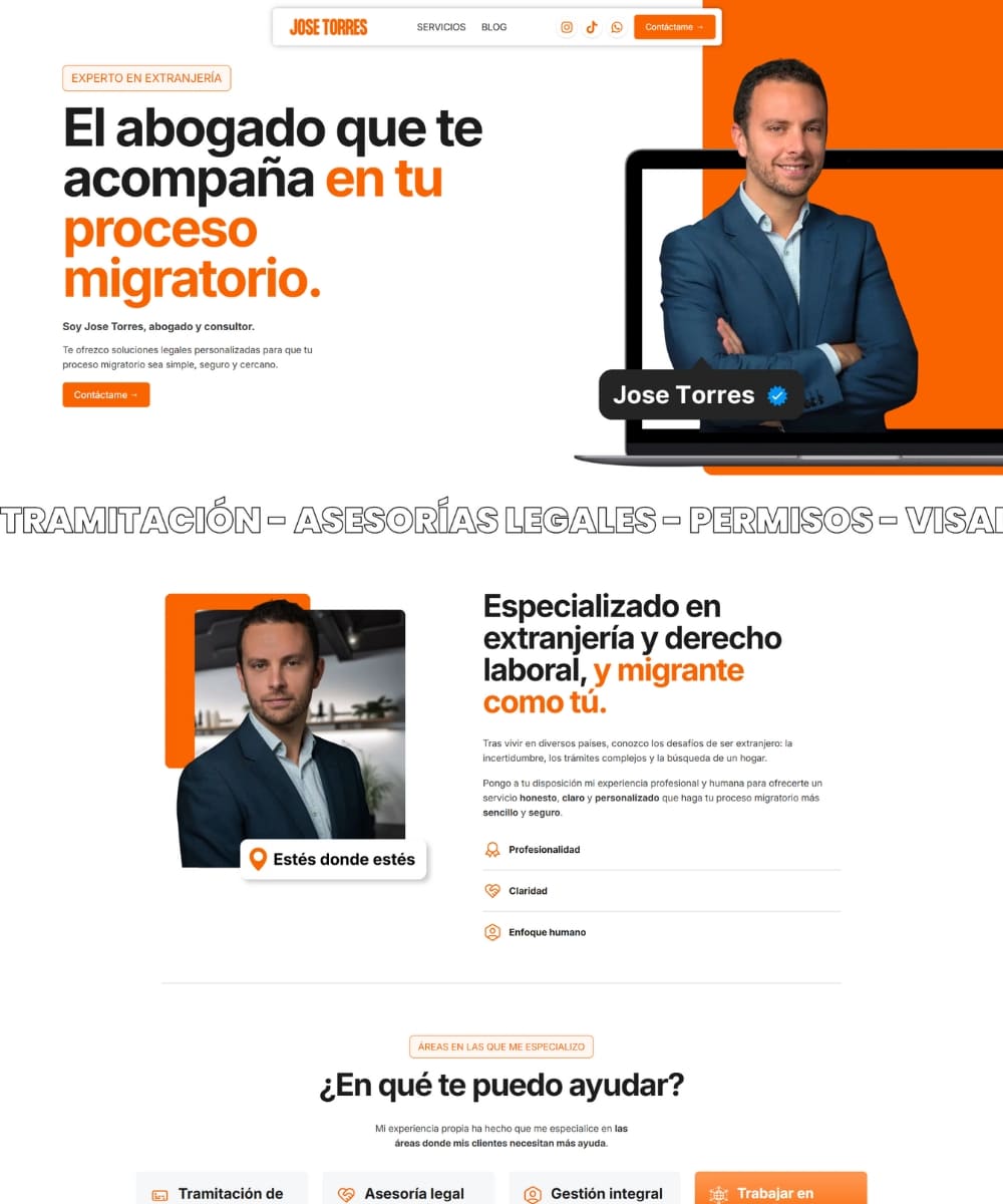 Diseño y desarrollo web para abogados especializados en servicios migratorios.