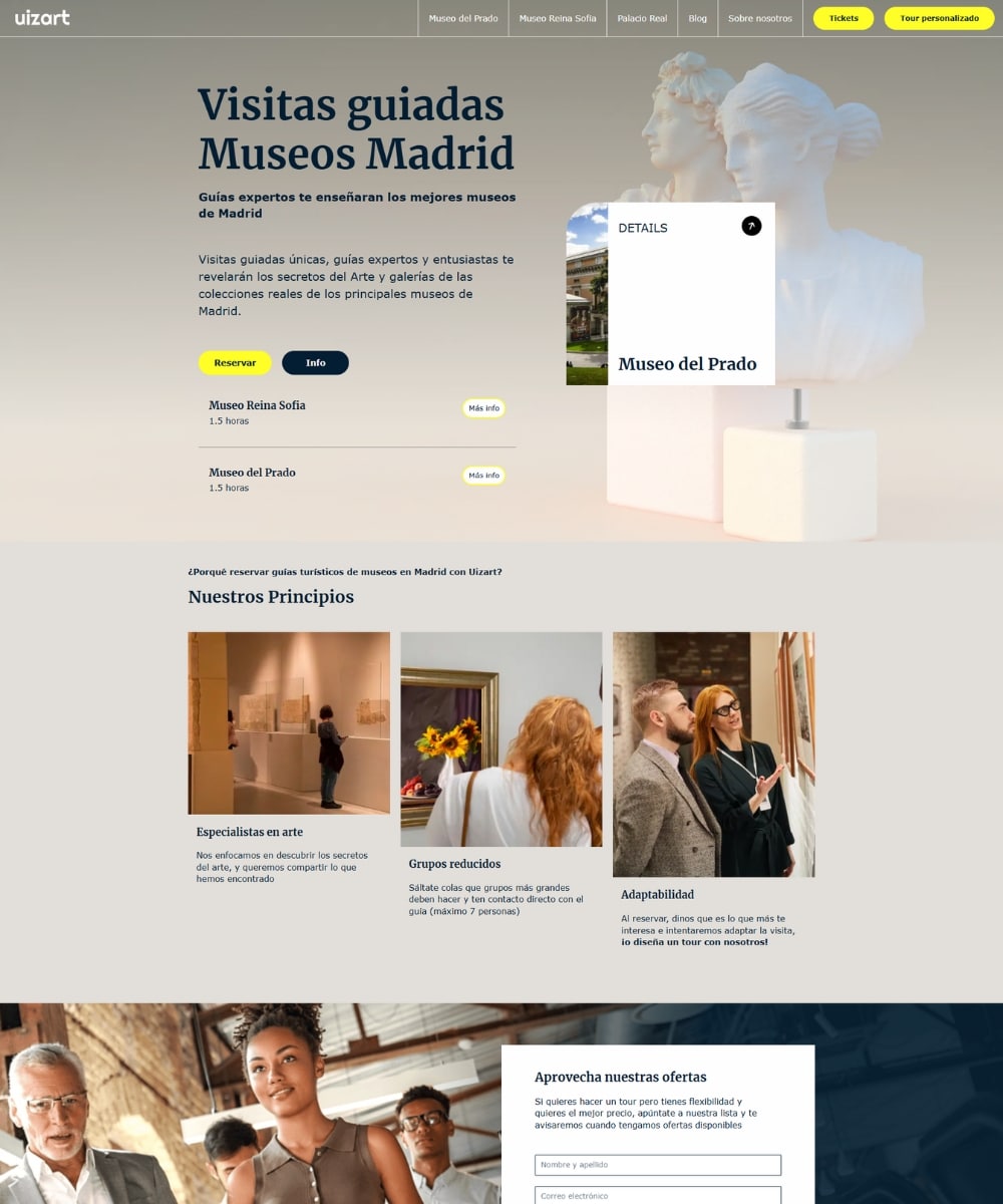 Sitio web informativo para museos con diseño y desarrollo web moderno y accesible.